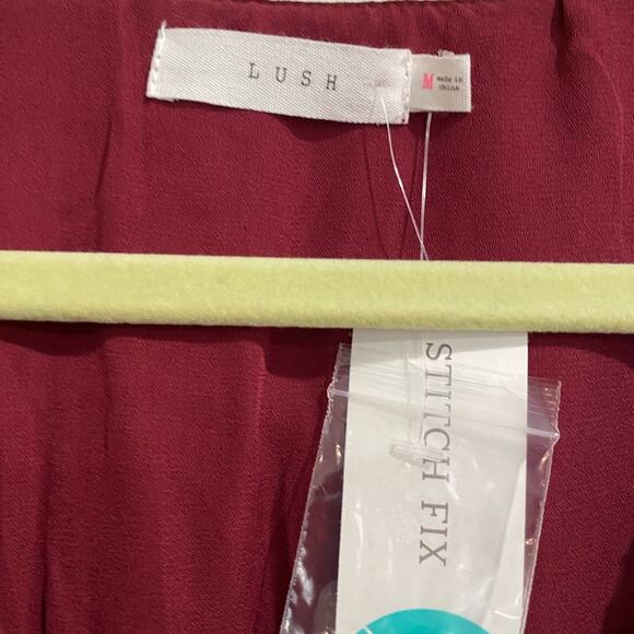 Lush Burgundy Posey Tie Front Crop Blouse Sz M NWT - Picture 6 of 14